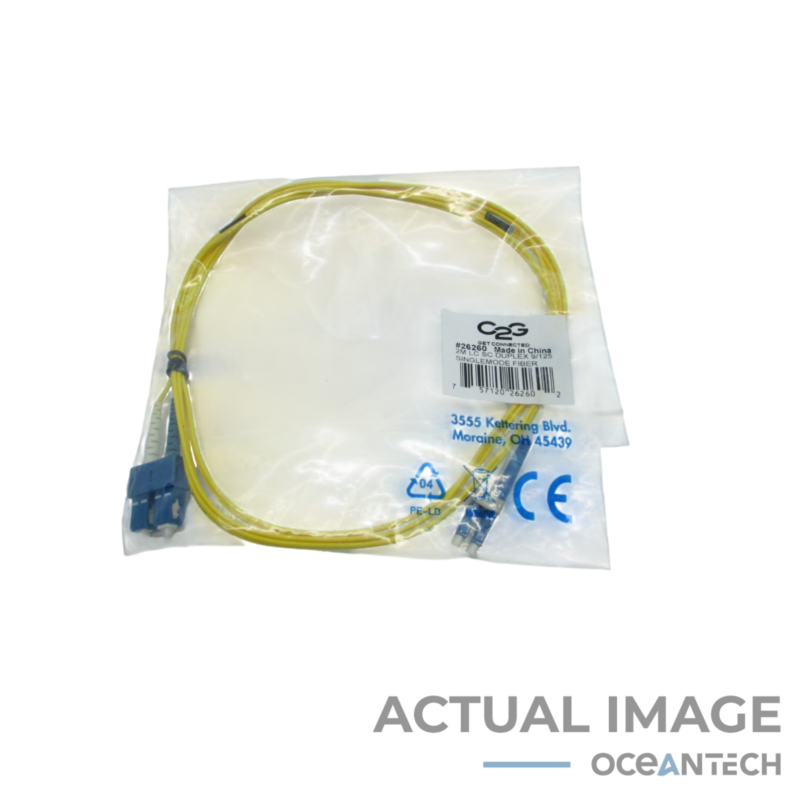 New C2G 2M LC to SC Duplex 9/125 Singlemode Fiber Patch Cable