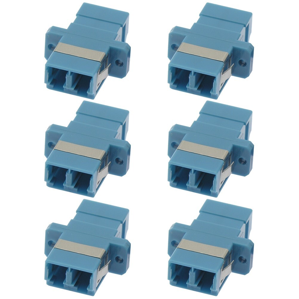 6x LC to LC Duplex Single Mode Flange Fiber Optic Optical Adapter Connector Blue