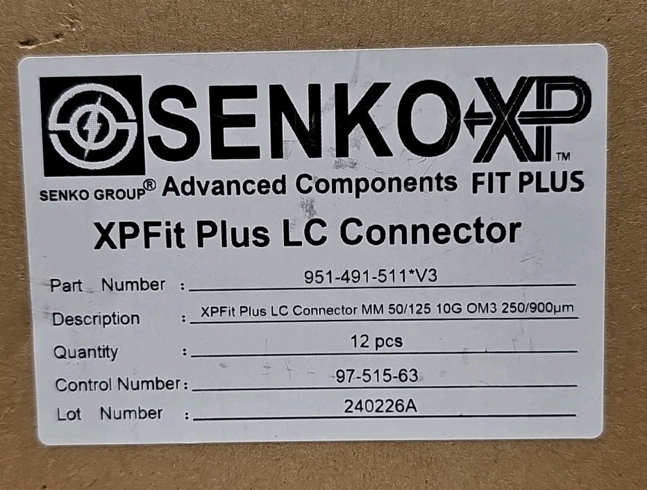 LOT OF 44 Senko XP Fit Plus LC Connector 951-491-511-V3 10G OM3