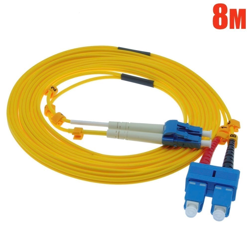 8m LC to SC Duplex 9/125 Single Mode Fiber Optic Optical Patch Cable Cord Yellow