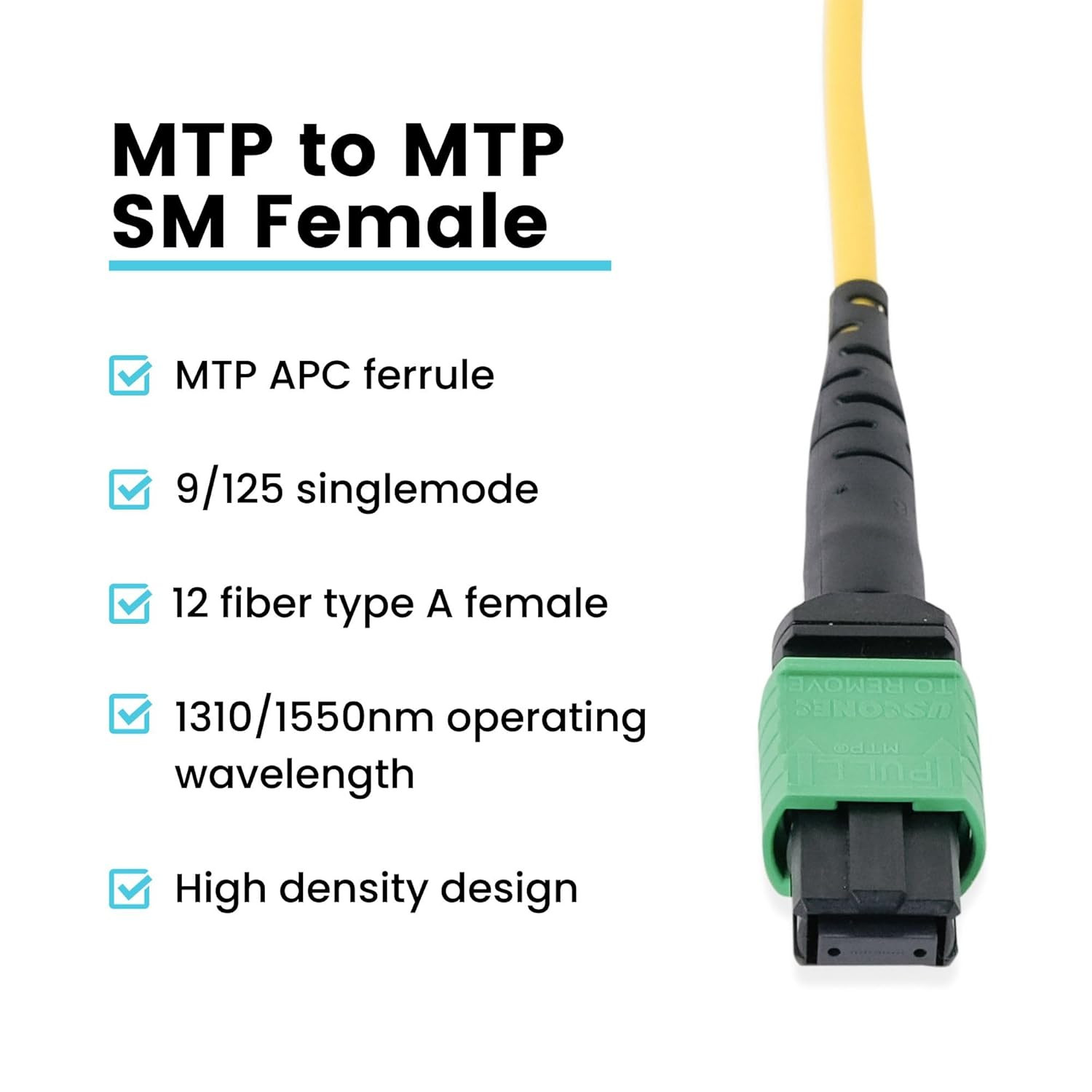 Truecable MTP/MPO Elite APC OS2 SM 12F Unpinned (F) Type a Polarity Plenum (OFNP