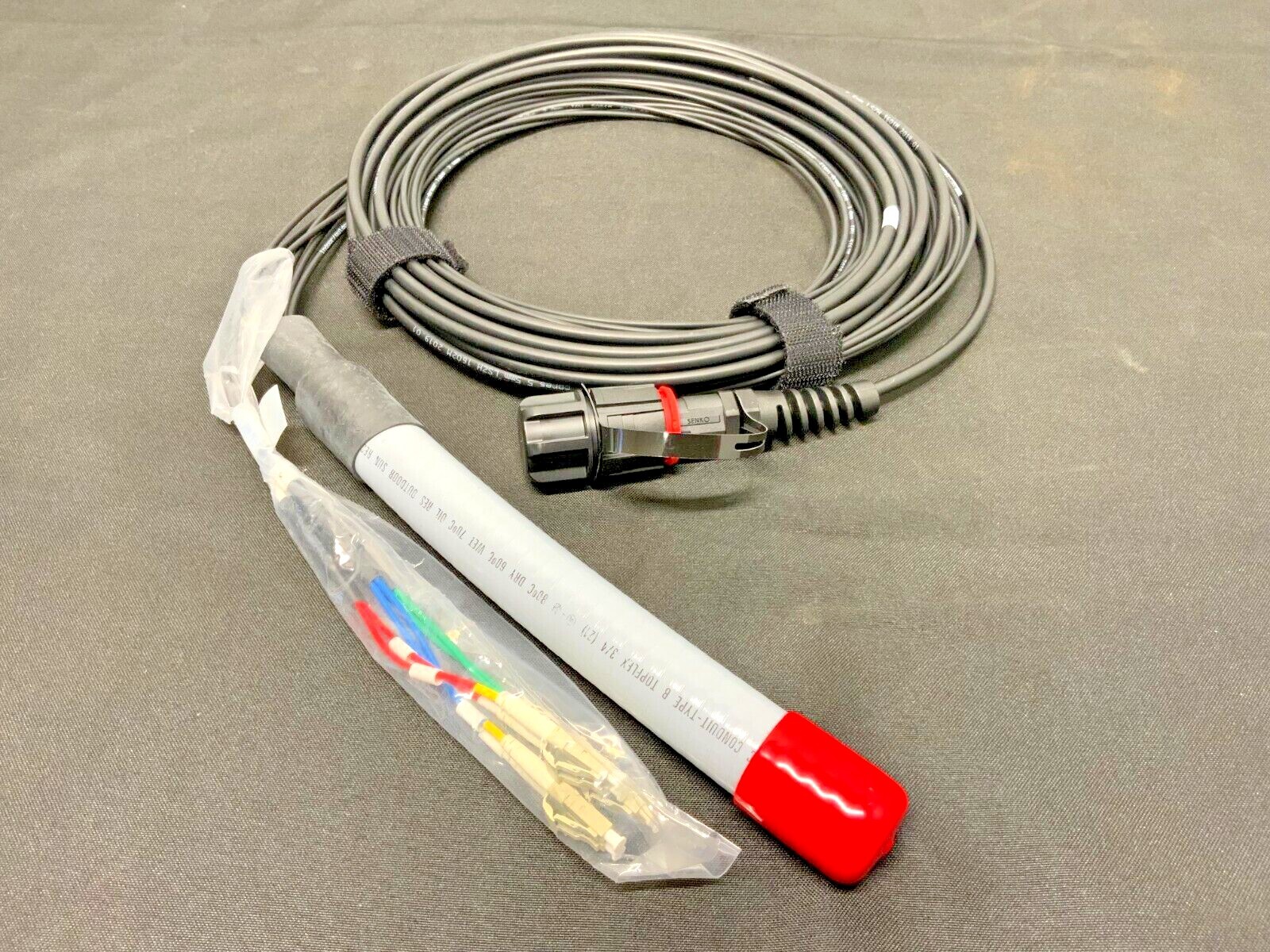 IP-MPO Male/LC-UPC OM3 50um Mini Armored 12 Strand I/O LSZH 30′ CUIJ12MM30-REVA