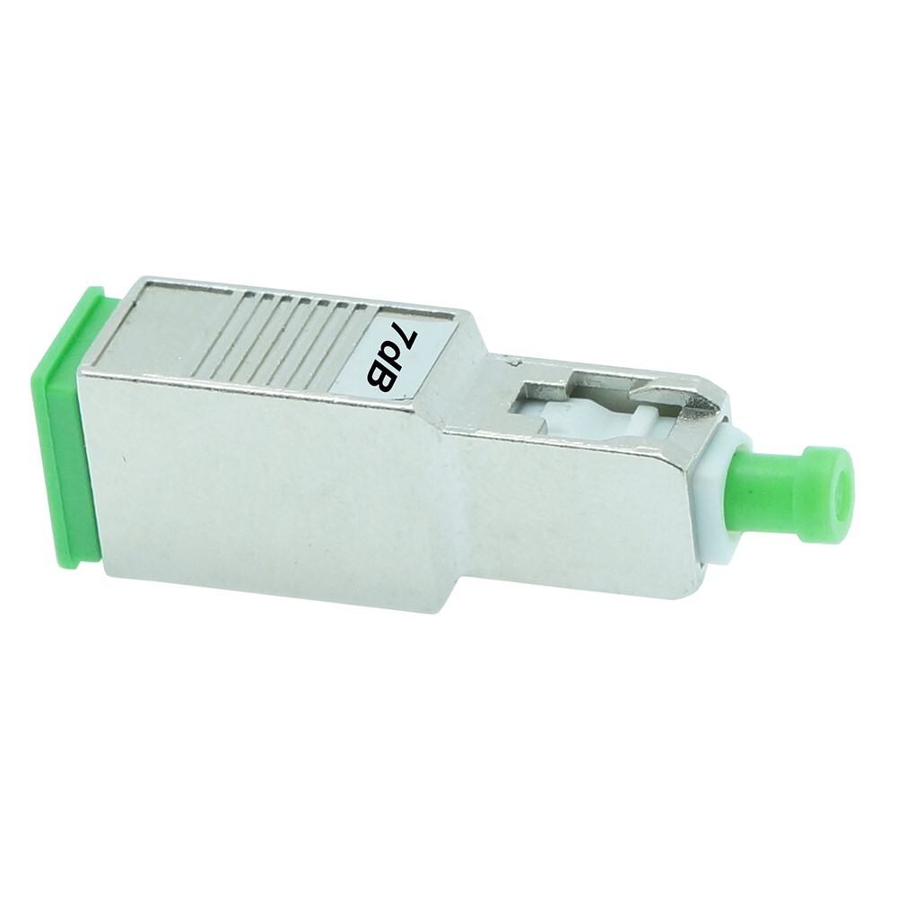 7dB SC APC Connector Fiber Optic Optical Attenuator Single Mode Metal Green